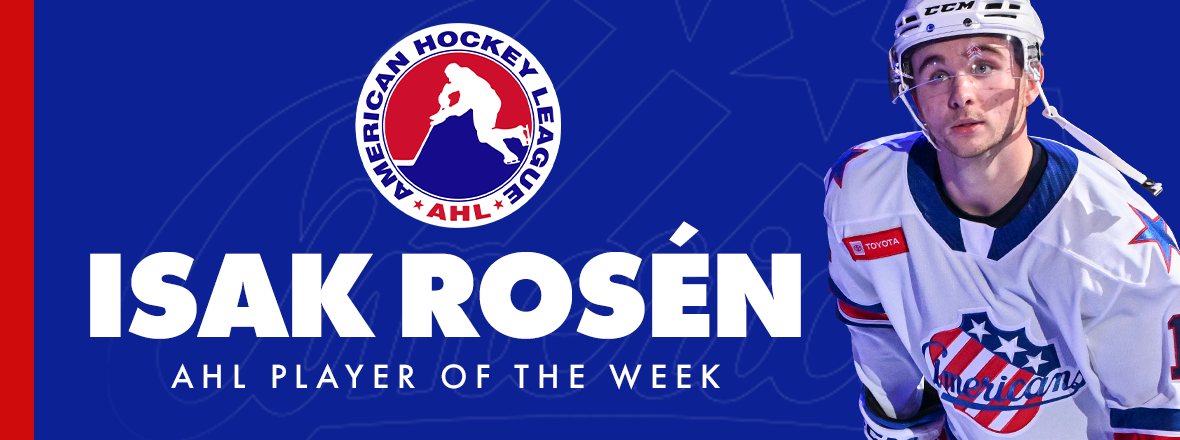 ROSÉN NAMED AHL PLAYER OF THE WEEK